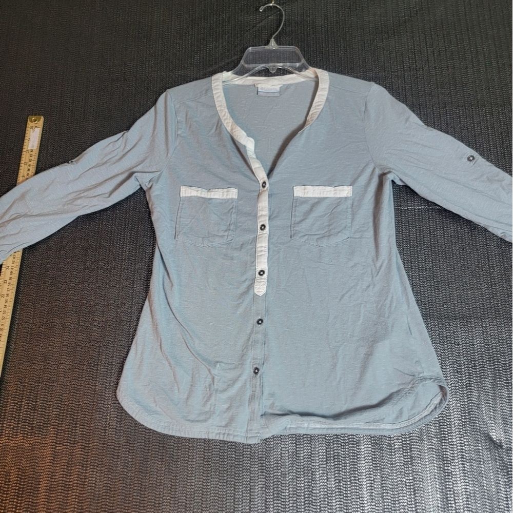 Women's 2 Pocket Full Button 3/4 Sleeve Lightweight Shirt Medium 69724